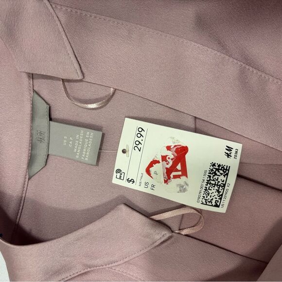 NWT H&M Pastel Pink Tunic Blouse V-Neck - Picture 4 of 6